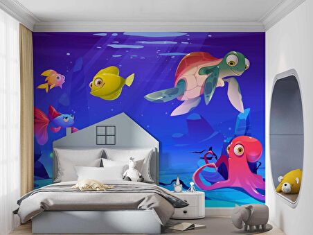 Su Altı Dünyası Çocuk Duvar Duvar Kağıdı Baskı