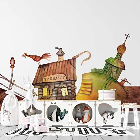 Kasaba Çocuk Duvar Duvar Kağıdı Baskı