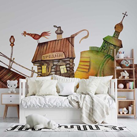 Kasaba Çocuk Duvar Duvar Kağıdı Baskı