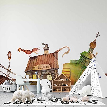 Kasaba Çocuk Duvar Duvar Kağıdı Baskı