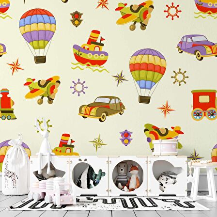 Taşıtlar Çocuk Odası Duvar Kağıdı Baskı