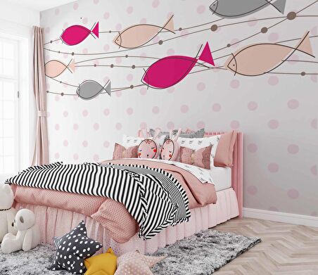 Balıklı Çocuk Odası Duvar Kağıdı Baskı