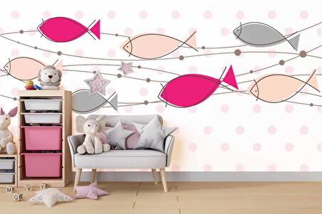 Balıklı Çocuk Odası Duvar Kağıdı Baskı