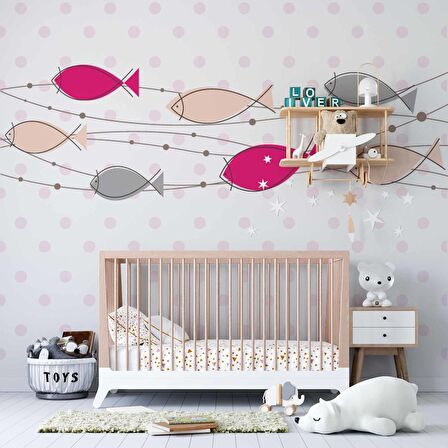 Balıklı Çocuk Odası Duvar Kağıdı Baskı