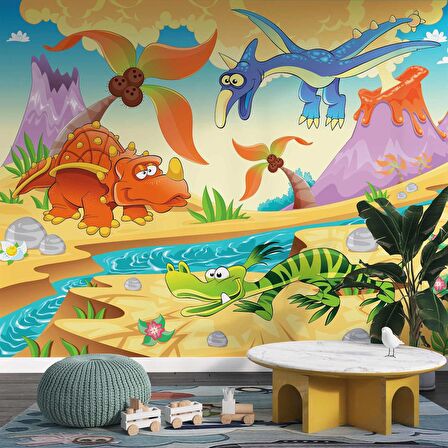 Dinozor Çağı Çocuk Odası Duvar Kağıdı Baskı