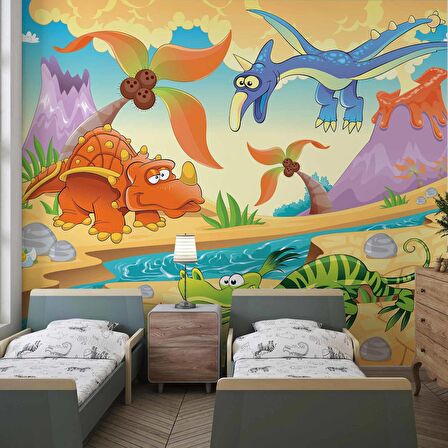 Dinozor Çağı Çocuk Odası Duvar Kağıdı Baskı