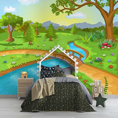 Dere Manzaralı Çocuk Odası Duvar Kağıdı Baskı