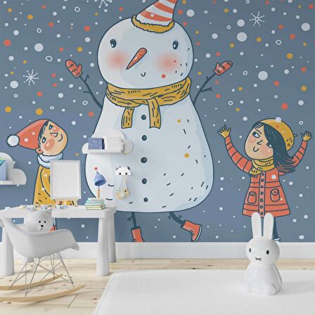 Kardan Adam Çocuk Odası Duvar Kağıdı Baskı