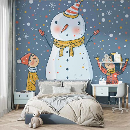 Kardan Adam Çocuk Odası Duvar Kağıdı Baskı