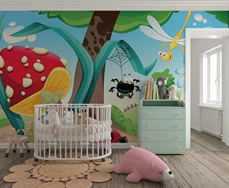 Minik Hayvanlar Çocuk Odası Duvar Kağıdı Baskı