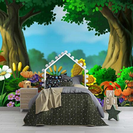 Orman Çiçekleri Çocuk Odası Duvar Kağıdı Baskı