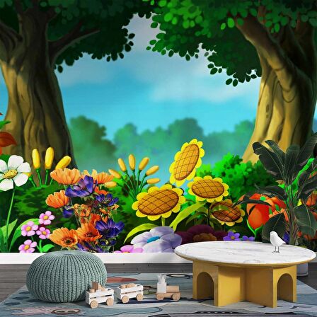 Orman Çiçekleri Çocuk Odası Duvar Kağıdı Baskı