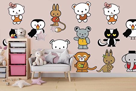 Minik Dostlar Çocuk Odası Duvar Kağıdı Baskı