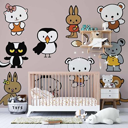 Minik Dostlar Çocuk Odası Duvar Kağıdı Baskı