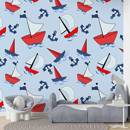 Denizci Çocuk Odası Duvar Kağıdı Baskı