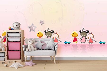 Neşeli Çocuklar Odası Duvar Kağıdı Baskı