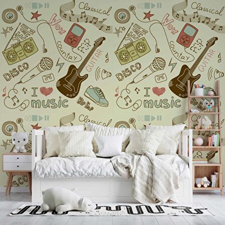 Müzik Çocuk Odası Duvar Kağıdı Baskı