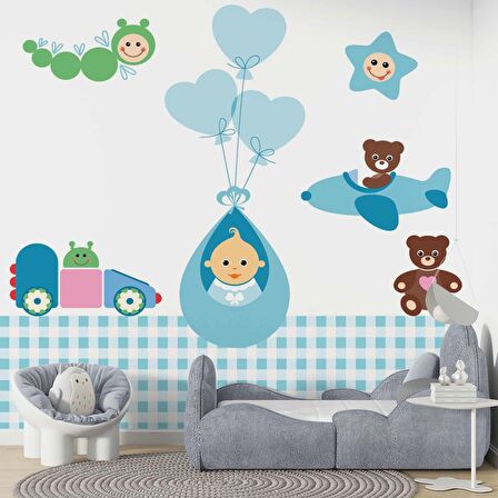 Uçan Bebek Çocuk Odası Duvar Kağıdı Baskı