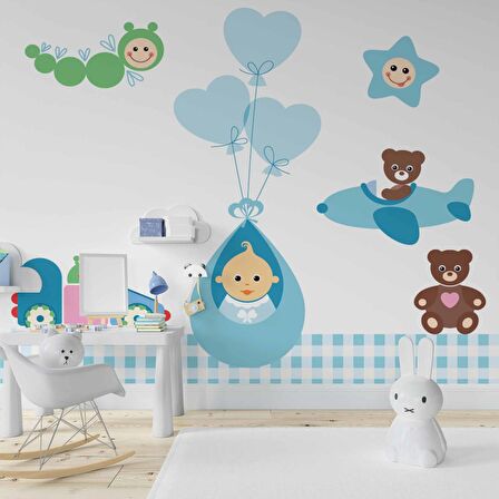 Uçan Bebek Çocuk Odası Duvar Kağıdı Baskı