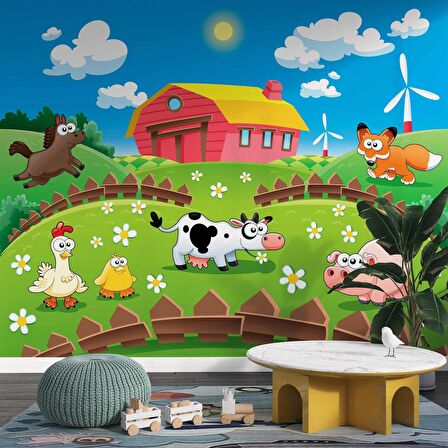 Çiftlik Çocuk Çocuk Odası Duvar Kağıdı Baskı