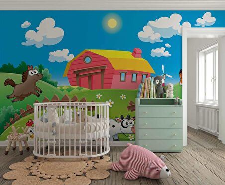 Çiftlik Çocuk Çocuk Odası Duvar Kağıdı Baskı