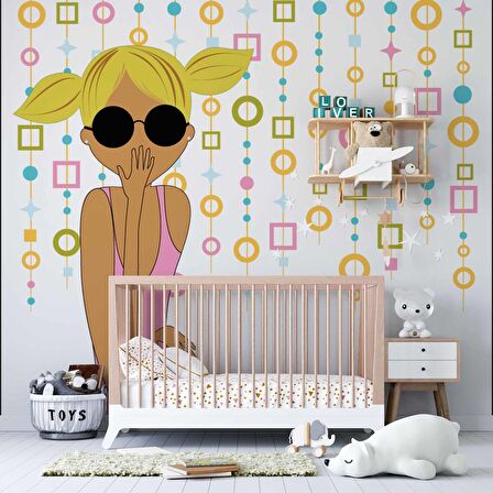 Kız Çocuk Çocuk Odası Duvar Kağıdı Baskı