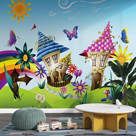 Sevimli Kasaba Çocuk Çocuk Odası Duvar Kağıdı Baskı