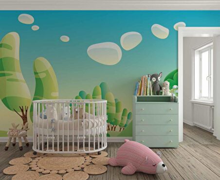 Ormandaki Sevimli Tilki  Çocuk Çocuk Odası Duvar Kağıdı Baskı