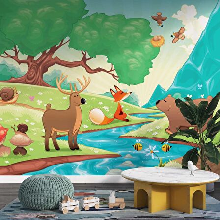 Nehir Manzaralı Çocuk Çocuk Odası Duvar Kağıdı Baskı