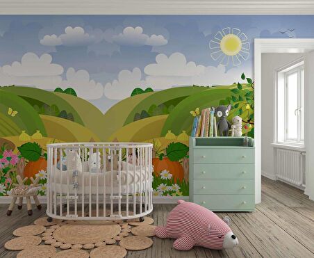 Sevimli Tarla Çocuk Odası Duvar Kağıdı Baskı