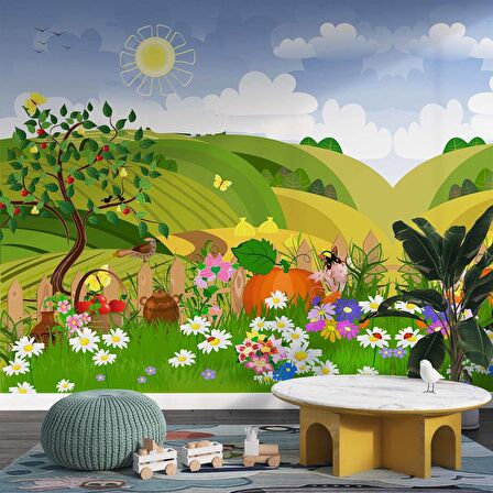 Sevimli Tarla Çocuk Odası Duvar Kağıdı Baskı