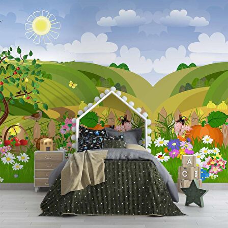 Sevimli Tarla Çocuk Odası Duvar Kağıdı Baskı