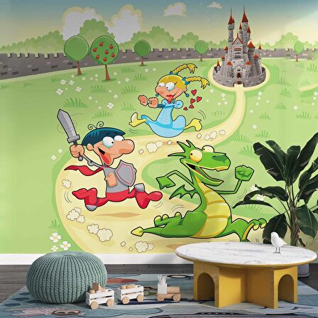 Sevimli Karakterler Çocuk Odası Duvar Kağıdı Baskı