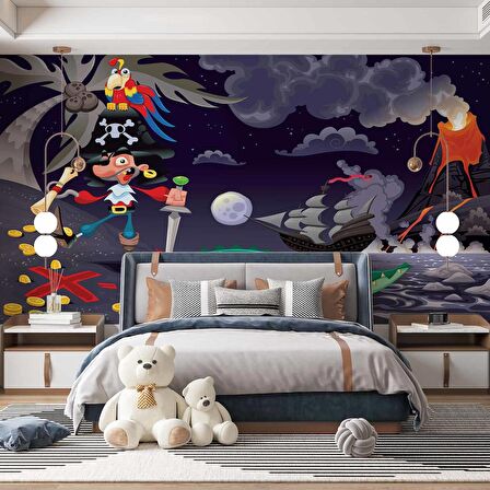 Korsan Adası Gece Çocuk Odası Duvar Kağıdı Baskı