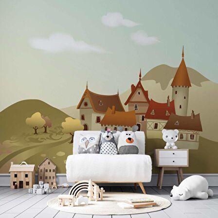 Minik Kasaba Çocuk Odası Duvar Kağıdı Baskı