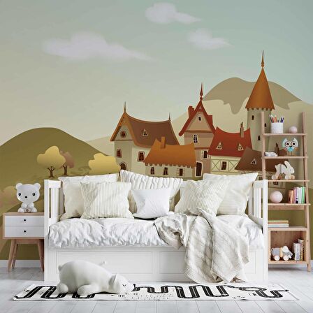 Minik Kasaba Çocuk Odası Duvar Kağıdı Baskı