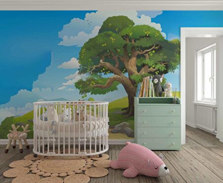 Büyük Ağaç Çocuk Odası Duvar Kağıdı Baskı