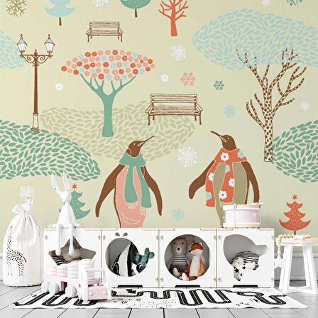 Penguen Parkı Çocuk Odası Duvar Kağıdı Baskı