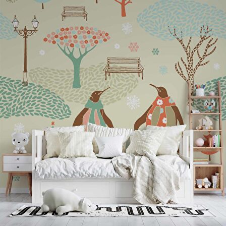 Penguen Parkı Çocuk Odası Duvar Kağıdı Baskı