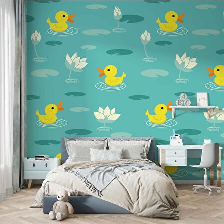 Ördek Desenli Çocuk Odası Duvar Kağıdı Baskı