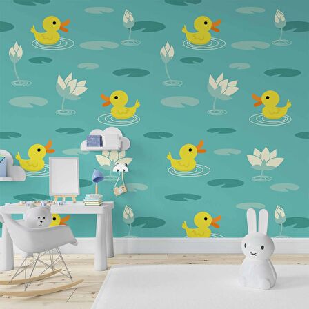 Ördek Desenli Çocuk Odası Duvar Kağıdı Baskı