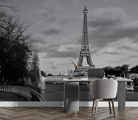 Siyah Beyaz Paris Eyfel Kulesi Duvar Kağıdı