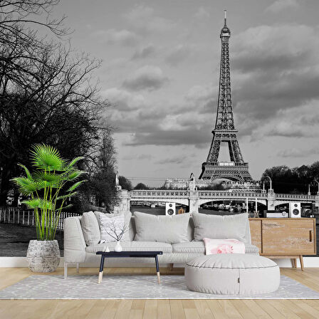 Siyah Beyaz Paris Eyfel Kulesi Duvar Kağıdı