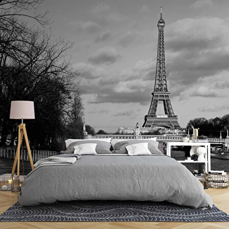 Siyah Beyaz Paris Eyfel Kulesi Duvar Kağıdı
