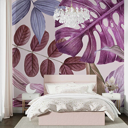 Soft Pembe Yaprak Temalı Duvar Kağıdı