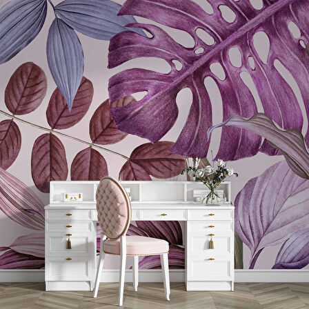 Soft Pembe Yaprak Temalı Duvar Kağıdı