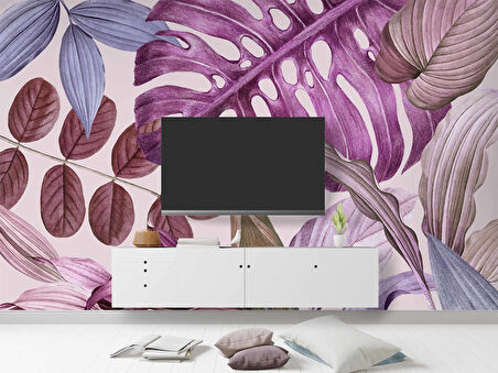 Soft Pembe Yaprak Temalı Duvar Kağıdı