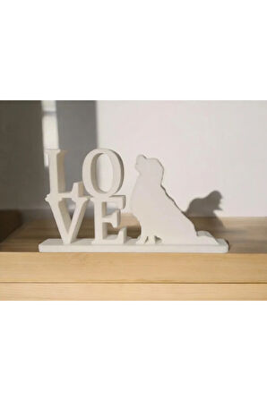 : Golden Retriever "LOVE" Temalı 3D Baskı Dekoratif Objeler