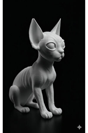 Mistik Zarafet: Sfenks Kedi Figürü - Boyasız 3D Baskı Sanat Objesi (15 cm)
