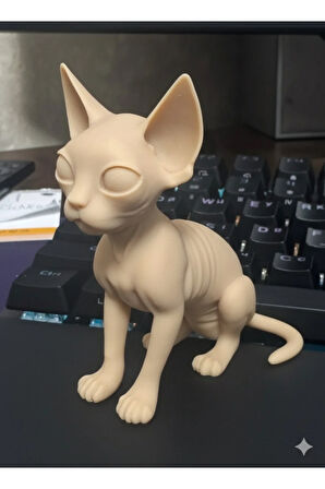 Mistik Zarafet: Sfenks Kedi Figürü - Boyasız 3D Baskı Sanat Objesi (15 cm)